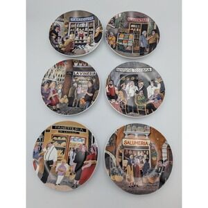 Vintage Guy Buffet Santa Barbara Ceramic Design Italian Plates Set of 6 Canapé